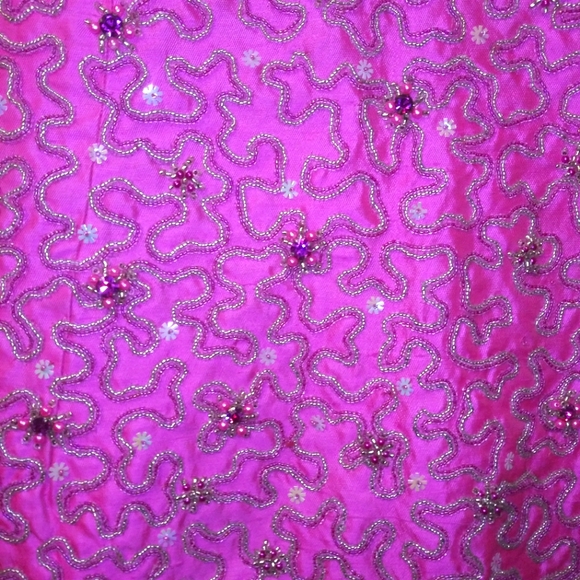 Vintage 1960-70 Barbie Pink Raw Silk Hand Beaded/Jeweled Cocktail, Hostess Vest - Picture 10 of 13